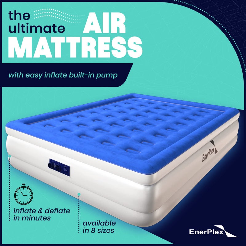 EnerPlex Twin Air Mattress with Built-in Pump - 16 Inch Double Height Inflatable Mattress for Camping, Home & Portable Travel - Durable Blow Up Bed with Dual Pump - Easy to Inflate/Quick Set Upï»¿ - Image 2